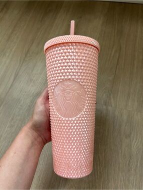 STARBUCKS Bubblegum Pink Studded Cold Cup with Straw 🩰